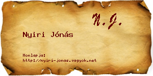 Nyiri Jónás névjegykártya